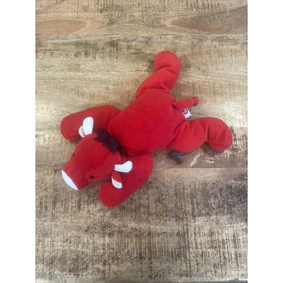 “1997 TY PILLOW PAL-15" Plush Toy Red The BULL Black Bow Stuff Animal 1997 - Picture 2 of 9